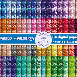 NAADLOZE Rainbow Camouflage digitaal papier camo digitaal papier veteraan afdrukbaar leger achtergrond militair patroon helder donker neutraal pastel