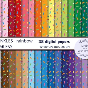 38 Streusel Digital Paper Pack - Color Bundle, druckbare Cupcake Streusel Scrapbook Papier, Regenbogen bunte Streusel digitales Papier