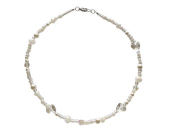Pearl & Heart Beaded Choker Necklace | Y2K Fairycore Jewelry