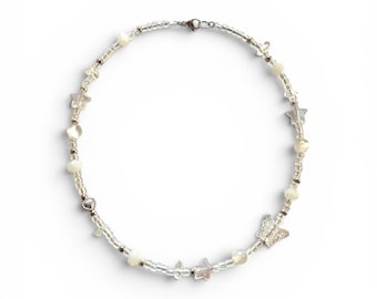 Butterfly Star & Pearl Beaded Choker Necklace | Y2K Fairycore Jewelry
