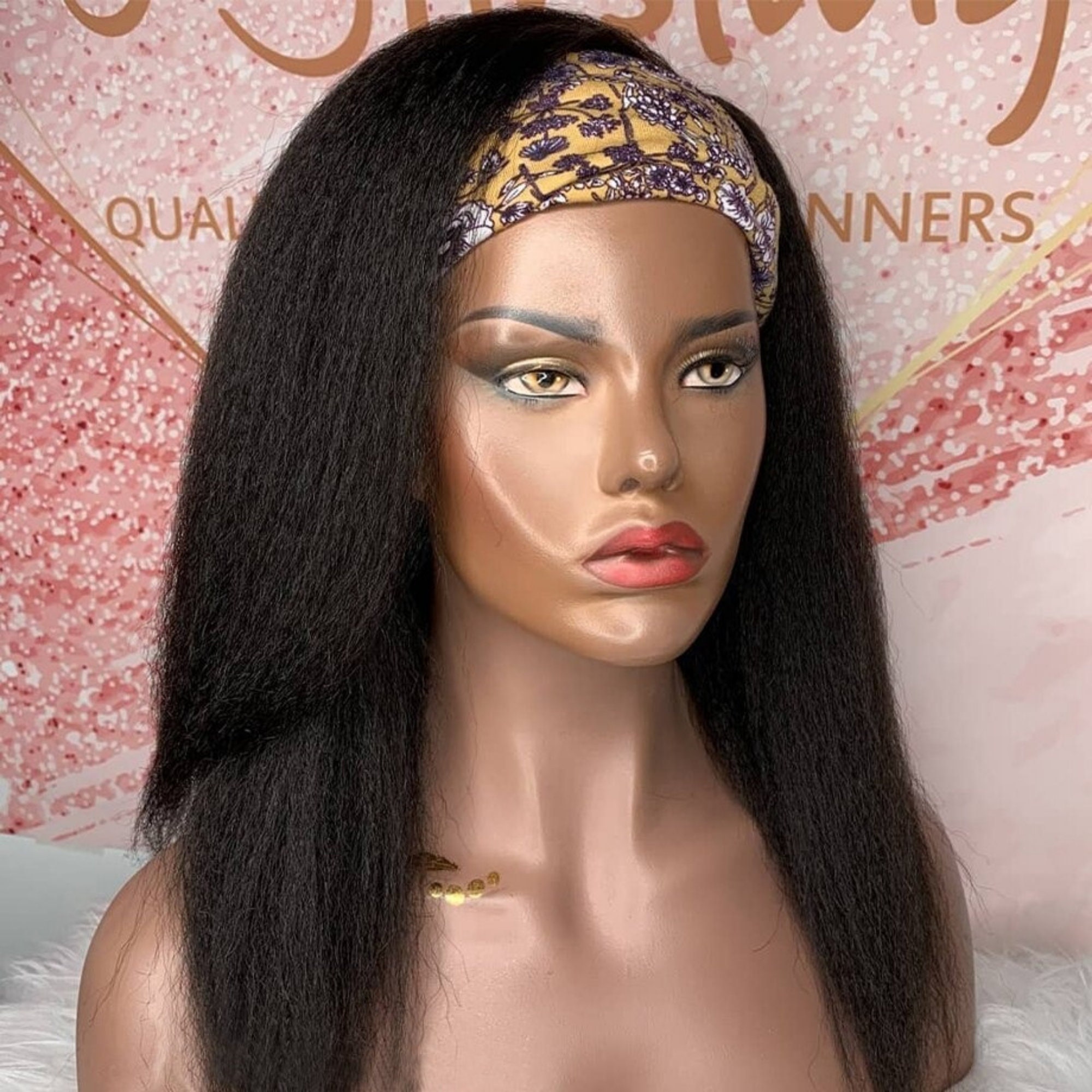 Kinky Straight Wig Headband Wigs Human Hair For Black Women 28 Etsy