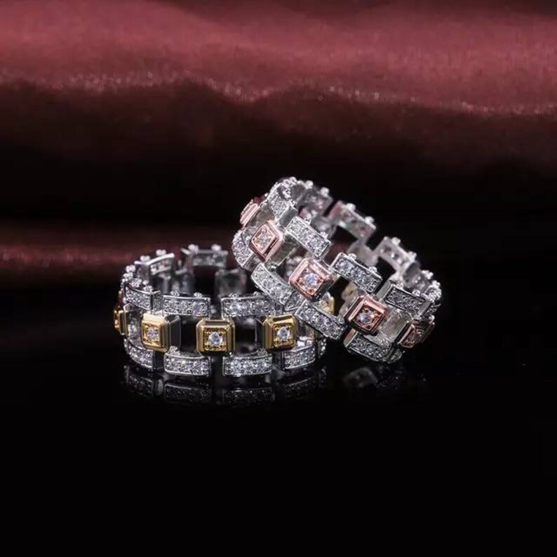 Sterling Silver Ring For men and women Promise Ring Princess colorless Moissanite Engagement band Wedding Ring