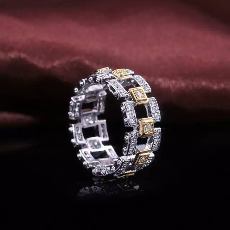 Sterling Silver Ring For men and women Promise Ring Princess colorless Moissanite Engagement band Wedding Ring