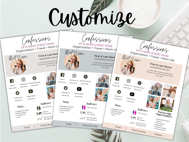 Influencer Media Kit Rate Sheet for Canva. Blog Rate Sheet | Etsy
