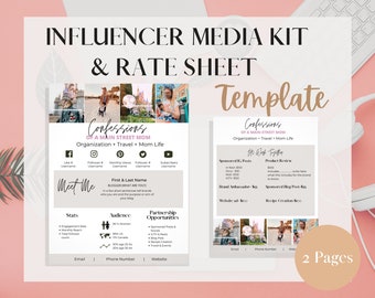 Influencer Media Kit, Rate Sheet for Canva. Blog Rate Sheet, Blogger Media Kit, Instagram, Press Kit, Instagram Influencer, Resume Templates