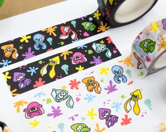 Splatoon Washi Tape - Squid and Octo Expressions - Black Or White