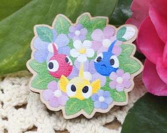 Pikmin Wood Pin - Pastel Flowers