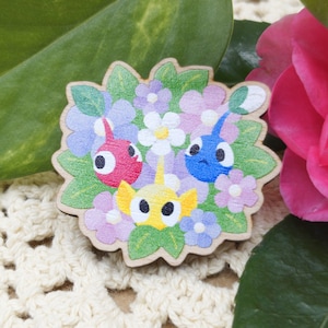 Pikmin Wood Pin - Pastel Flowers