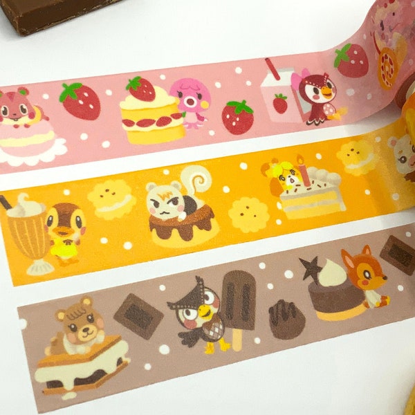 Animal Crossing Washi Tape - Strawberry Chocolate Vanilla - Kawaii Sweets