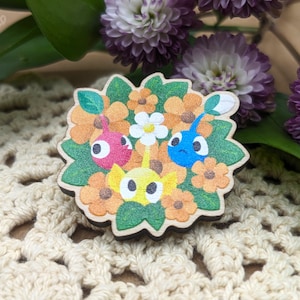 Pikmin Wood Pin - Yellow Flowers