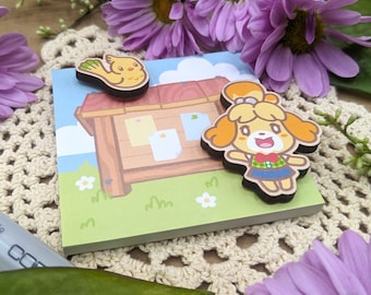 Isabelle Memo Pad & Wood Magnets Set or Individual