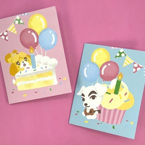Tarjeta de cumpleaños de Animal Crossing: Isabelle o K.K. Slider