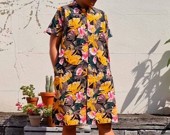 African Print Shirtdress in 100% Cotton