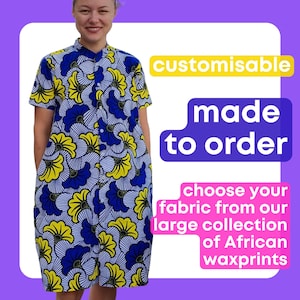 Customisable Shirtdress in Your Choice of Cotton Waxprint Fabric | Made to order in over 100 prints