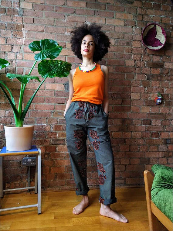 Pantalones de mujer Pantalones de estar por casa Pantalones de pijama en algodon rosa con estampado de cera Etsy Mexico