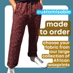 Men&#39;s African Waxprint Trousers | Customisable | Made for you in over 100 waxprint fabrics
