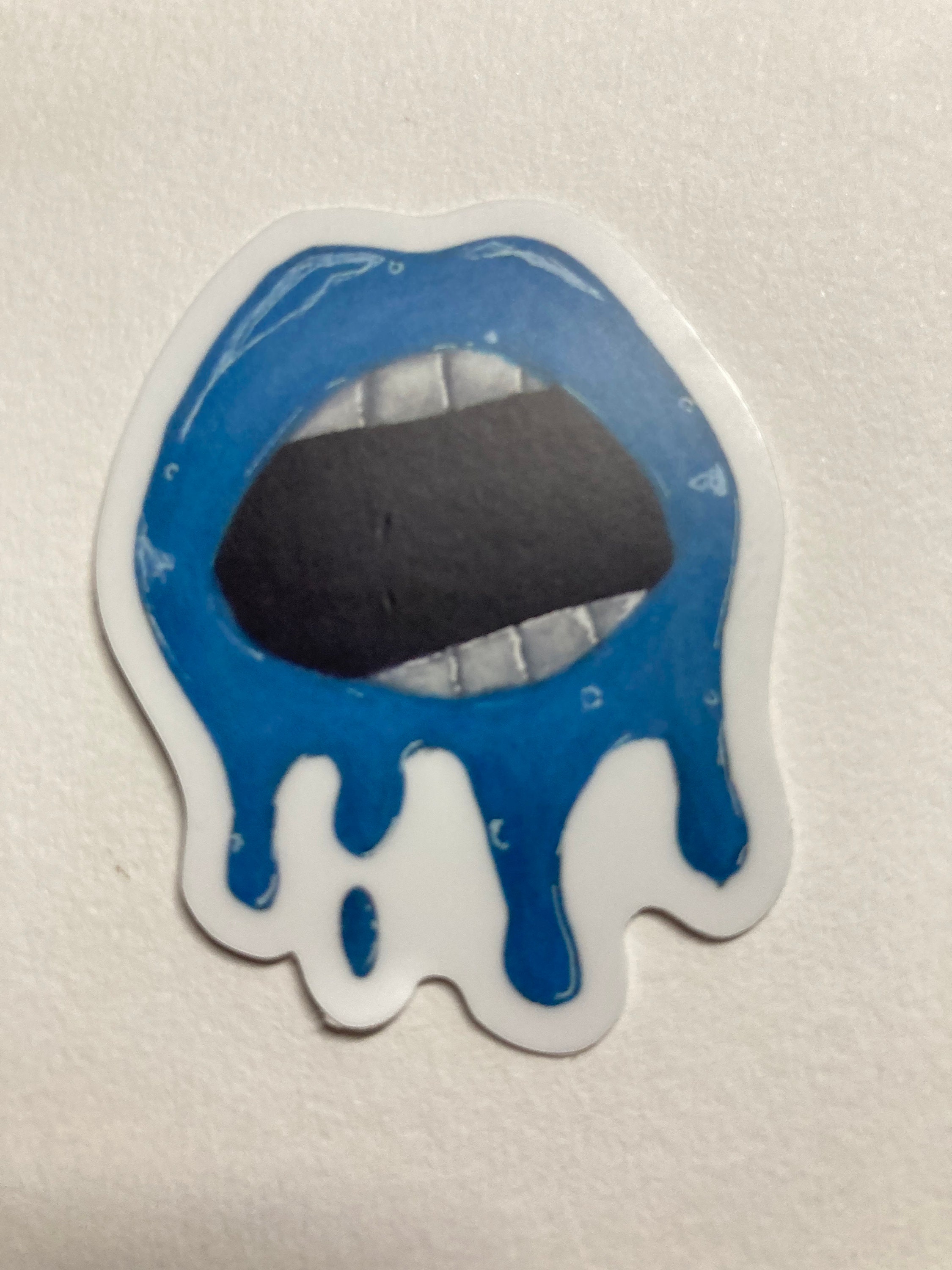 Blue Dripping Lips Sticker - Etsy