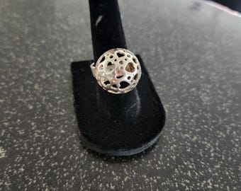 Women silver Victor Jansson sterling silver sweden adjustable ring sputnik heart dome 830s vintage 1976 hallmarks