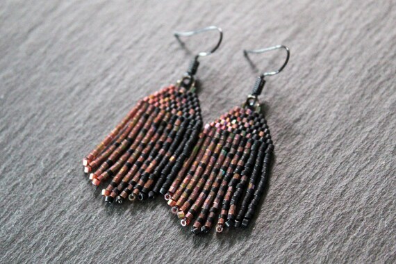 Maroon and Black Ombre Earrings