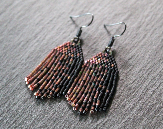 Maroon and Black Ombre Earrings