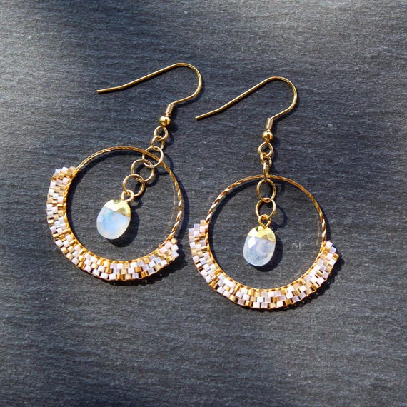 Moonstone and Gold Drops