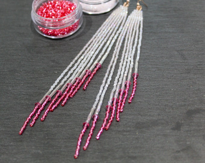 Pink Beaded earrings, Barbie Pink Earrings, Pink Shoulder Dusters, Taylor Swift Earrings, Pink sparkle earrings