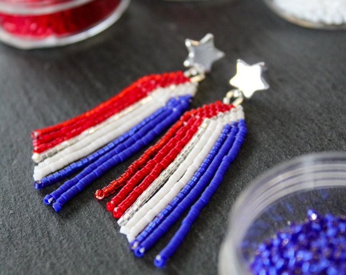 Red, White and Blue Star Studs