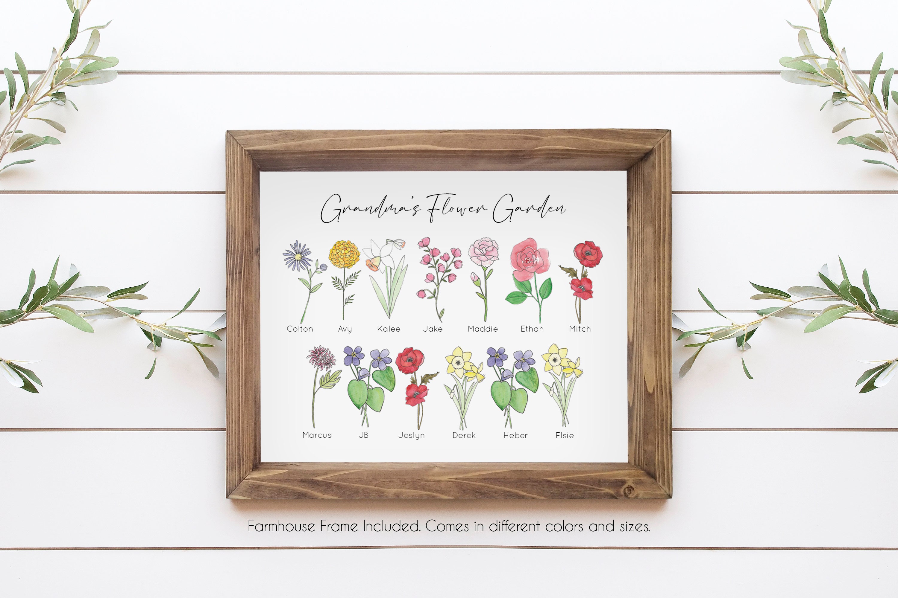 Customized Family Print for Grandma Custom Flower Print Gift Etsy
