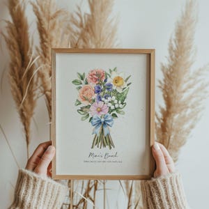 Personalized Family Birth Flower Bouquet Custom Gift for Grandma Mother’s Day Gift Birth Flower Print Unique Holiday Gift