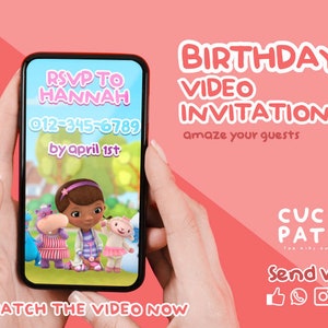 Doc McStuffins Birthday Invitation. Doc McStuffins Animated Invitation, Doc McStuffins Invitation, Birthday Invitation