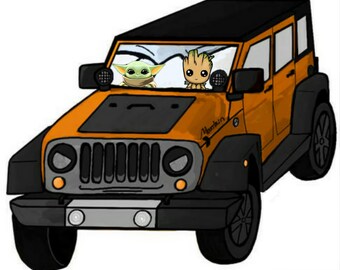 Download Baby Yoda Grogu And Groot Mango Tango Jeep Sticker Paper Paper Party Supplies Kromasol Com