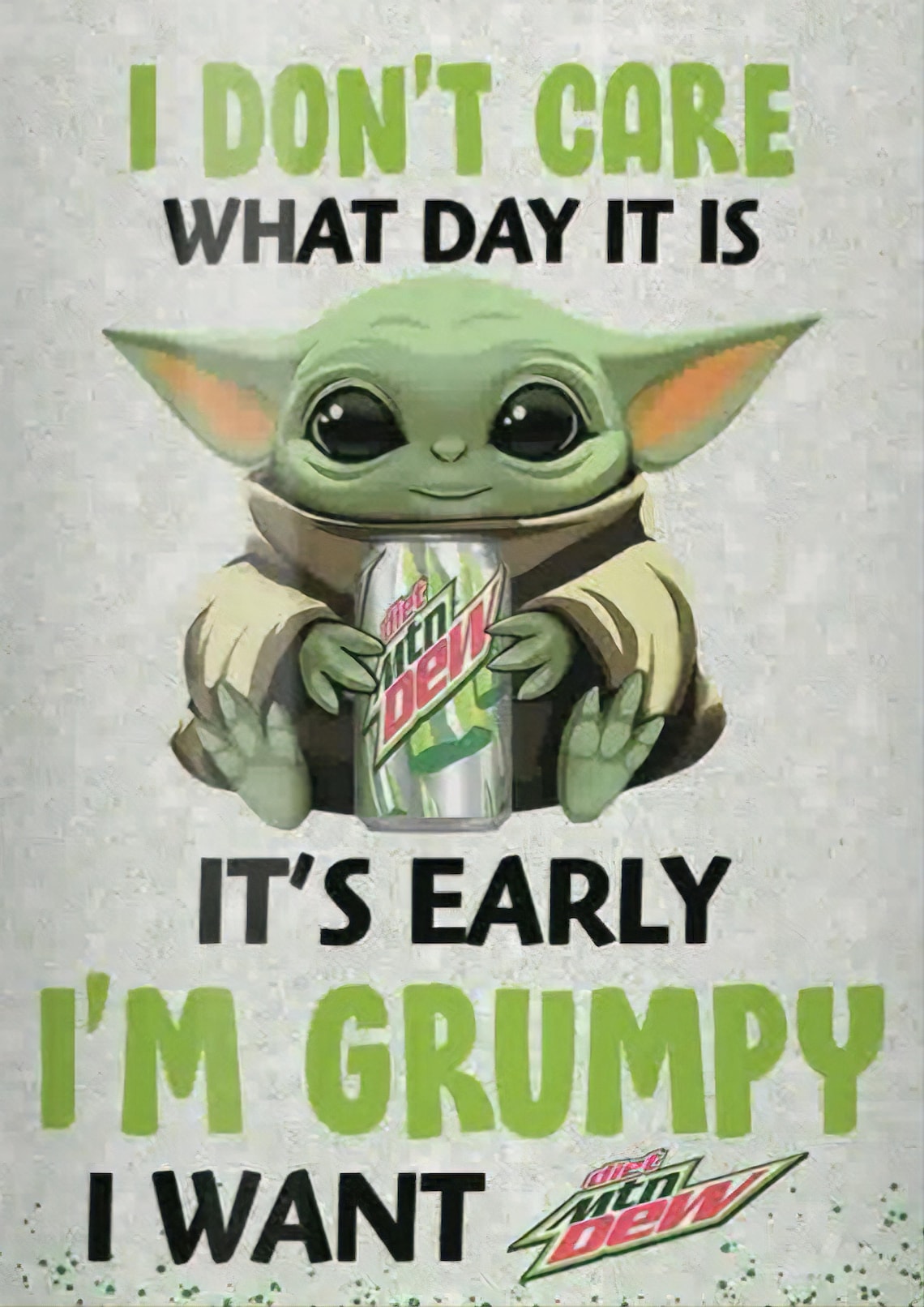 Baby Yoda Grogu Grumpy Diet Mountain Dew sticker Etsy