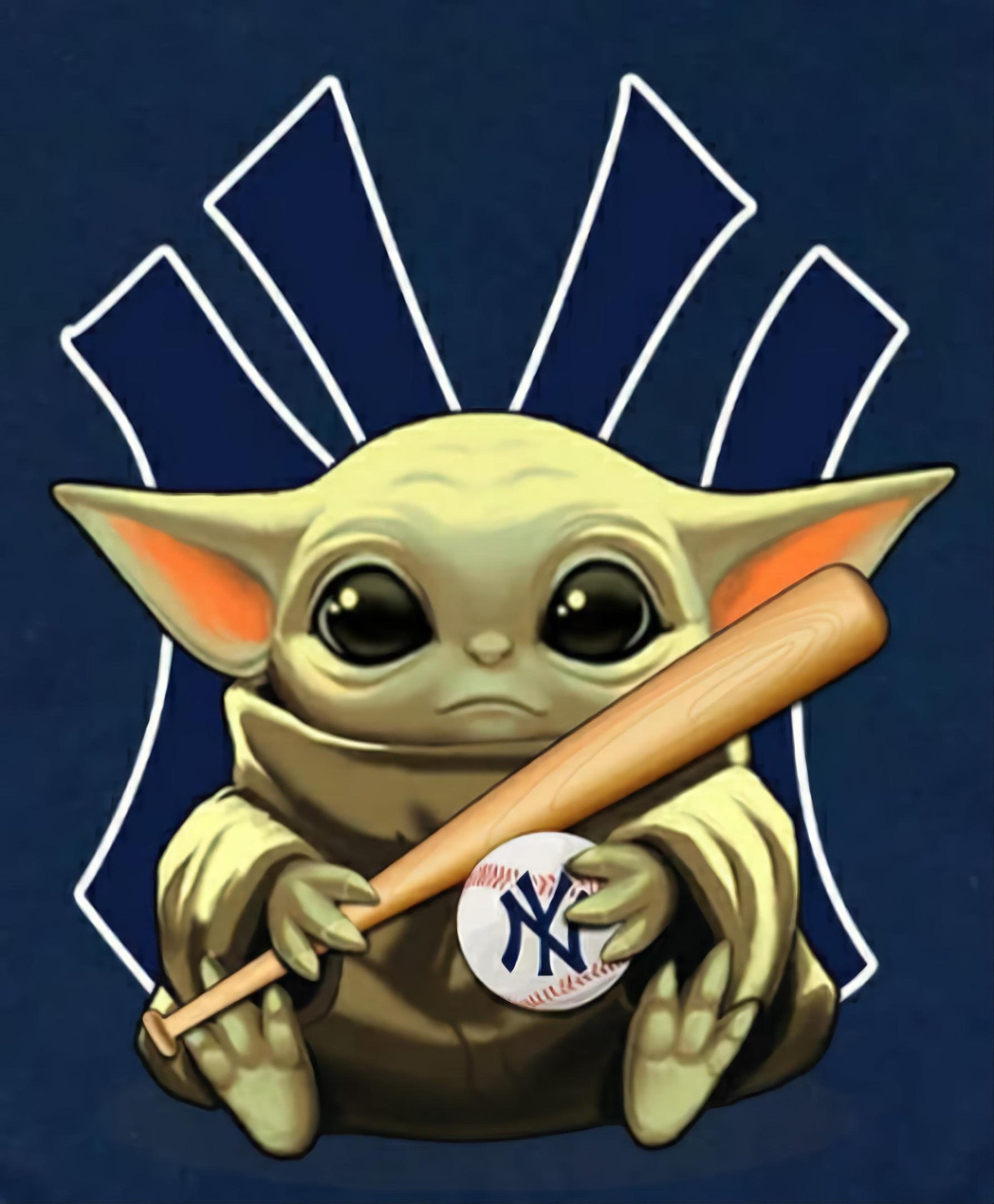 Baby Yoda Grogu New York Yankees Baseball sticker Etsy