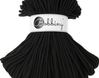 Bobbiny 5mm, trenzado, negro (100m) x 2, cordón de macrame, premium