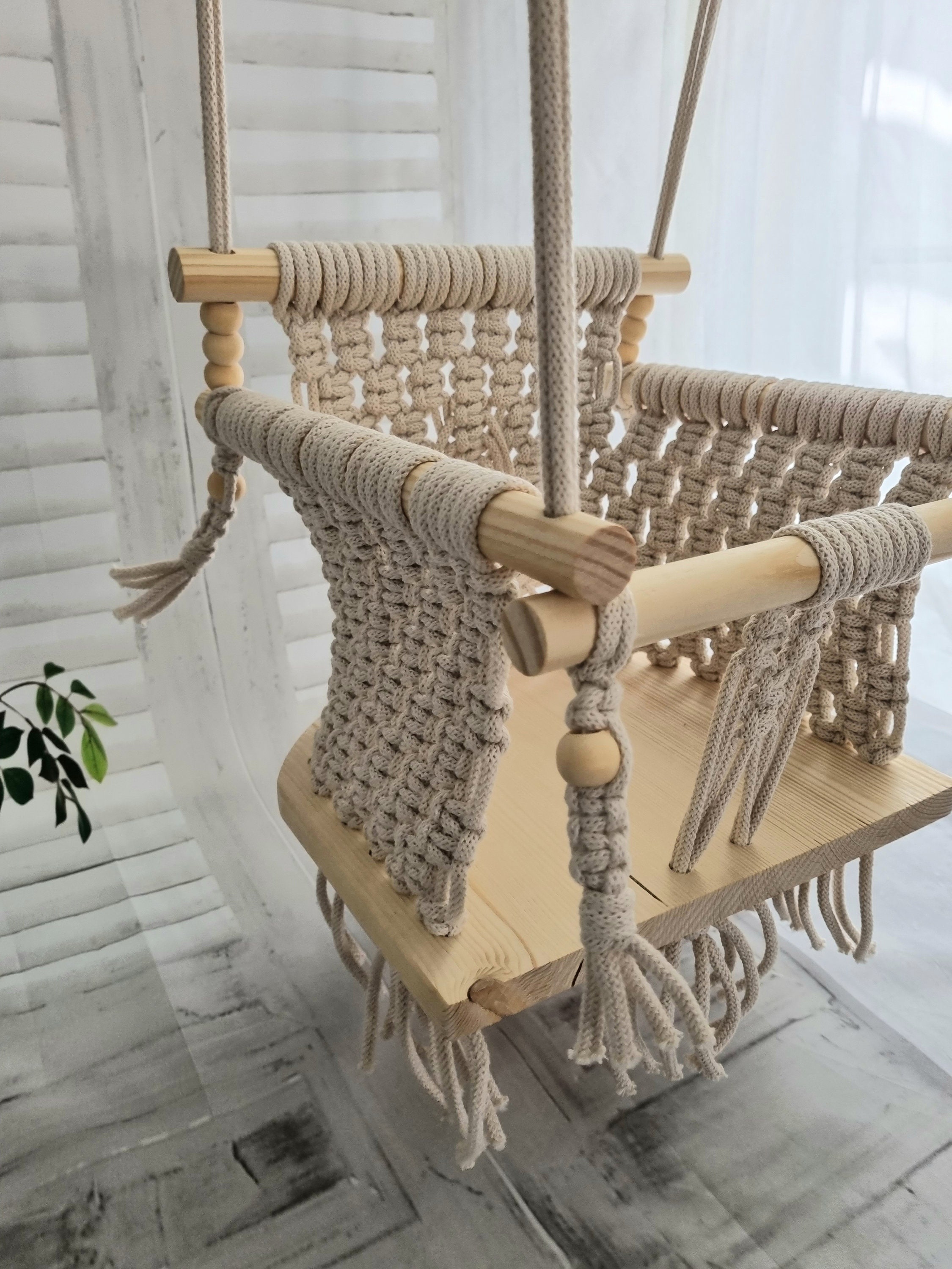 Macrame Swing Baby Toddler 1st Birthday Christening Natural Etsy UK