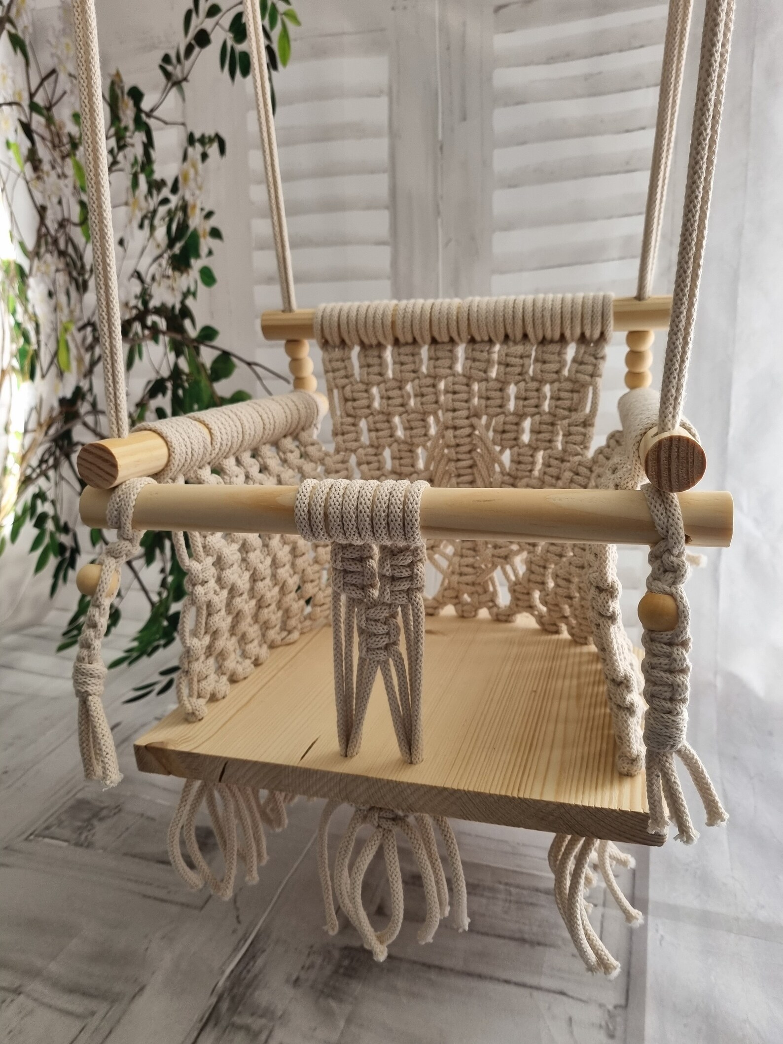 Macrame Swing Baby Toddler 1st Birthday Christening Natural Etsy UK