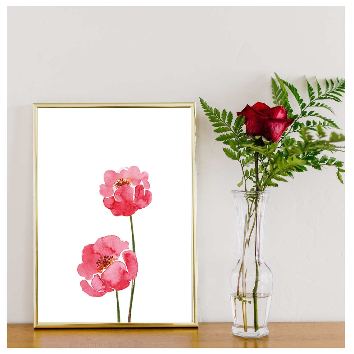 Pink flower wall art Printable wall art Digital wall art Etsy