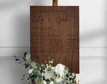 Custom Wooden Wedding Seating Chart Sign, Personalised Guest Plan/ Find Table Take a Seat, Rustic Vintage Country Barn Reception Event Decor