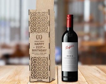 Custom Engraved Wooden Decorative Pattern Wine Box, Personalised Etched Plywood Name Logo Wedding, Birthday Corporate Wine Bottle Gift Boxes