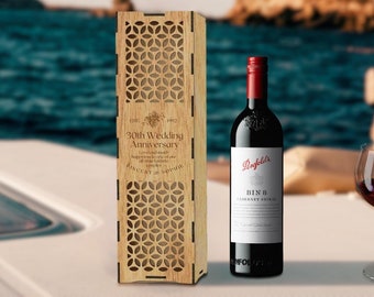 Custom Engraved Wooden Decorative Pattern Wine Box, Personalised Etched Plywood Name Logo Wedding, Birthday Corporate Wine Bottle Gift Boxes