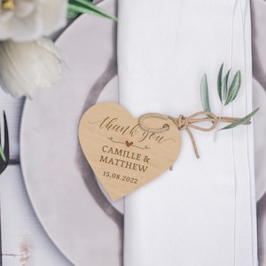 Custom Engraved Wooden/ Acrylic Heart Thank You Gift Tags, Wedding/ Party Favours, Personalised Tables Plaque - Engagement/ Bridal Shower