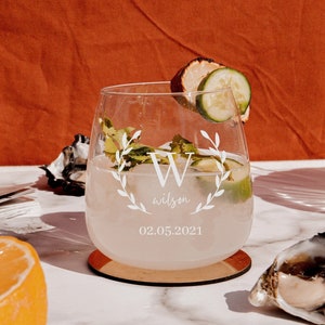 Personalised 360ml Glass, Laser Engraved Cocktail Soft Drink/ Wine Whiskey Glasses, Corporate Housewarming Wedding Bridesmaid Groomsmen Gift