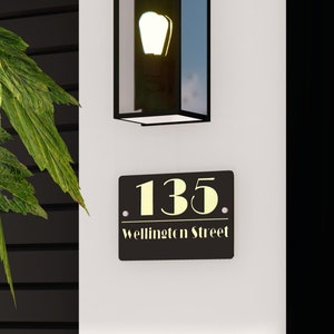 Personalised Floating House Number Mirror Acrylic Sign, Custom Laser Modern Business Hotel Room Mailbox Apartment Door Signage Address Plate