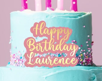 Personalised 3D Acrylic Double Layer Happy Birthday Cake Topper/ Plaque/ Fropper/ Charm Front of Cake Decor / Custom Laser Cut Name Toppers