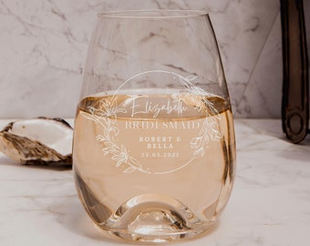 Engraved 460ml White Wine Slovakia Crystal Glass Personalised Custom Monogram Glassware Bridal Shower Corporate Gift for Mothers Day Grandma