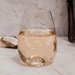 Engraved 460ml White Wine Slovakia Crystal Glass Personalised Custom Monogram Glassware Bridal Shower Corporate Gift for Mothers Day Grandma