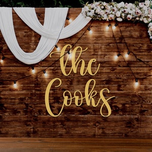 Custom The Last Name Wedding Sign, Personalised Family Business Name Hanging Signage, Event Wall Hoop, Engagement Anniversary Backdrop Decor