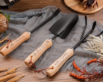 Personalised Garden Tool Set of 3 Custom Engraved Gardening
