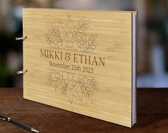 Individuell graviertes Gästebuch aus Holz, personalisierte Alternative zum traditionellen Gästebuch aus Sperrholz, Andenken, rustikales Vintage-Hochzeitsdekor