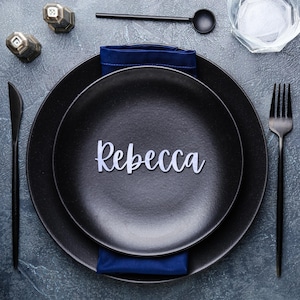 Nombres de lugares de asientos personalizados / Favor de boda / Acrílico cortado con láser hecho a medida / Tarjetas de nombres de mesa de madera, Compromiso / Fiesta / Decoración de cena